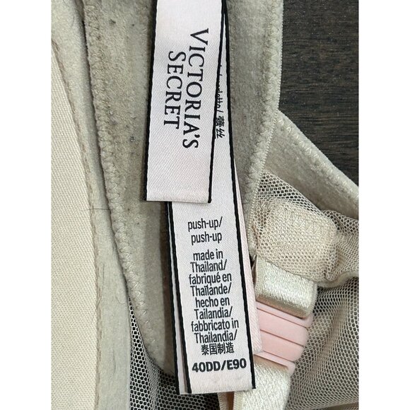 Victoria's Secret Sexy Tee Posey Lace Push Up Bra Beige Sz 40DD Mesh Intimate - Picture 5 of 11